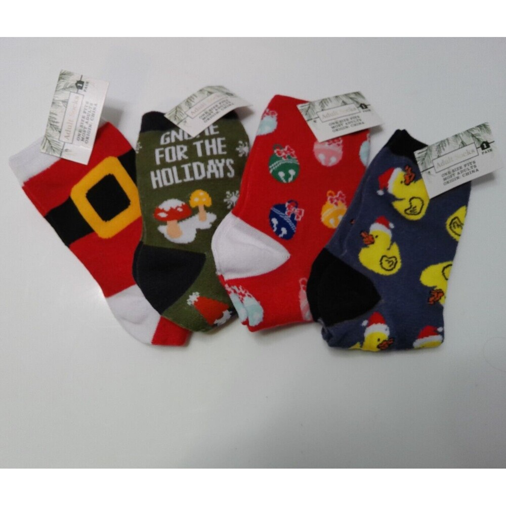 Adult One Size Fits Most Christmas Socks Lot Of 4